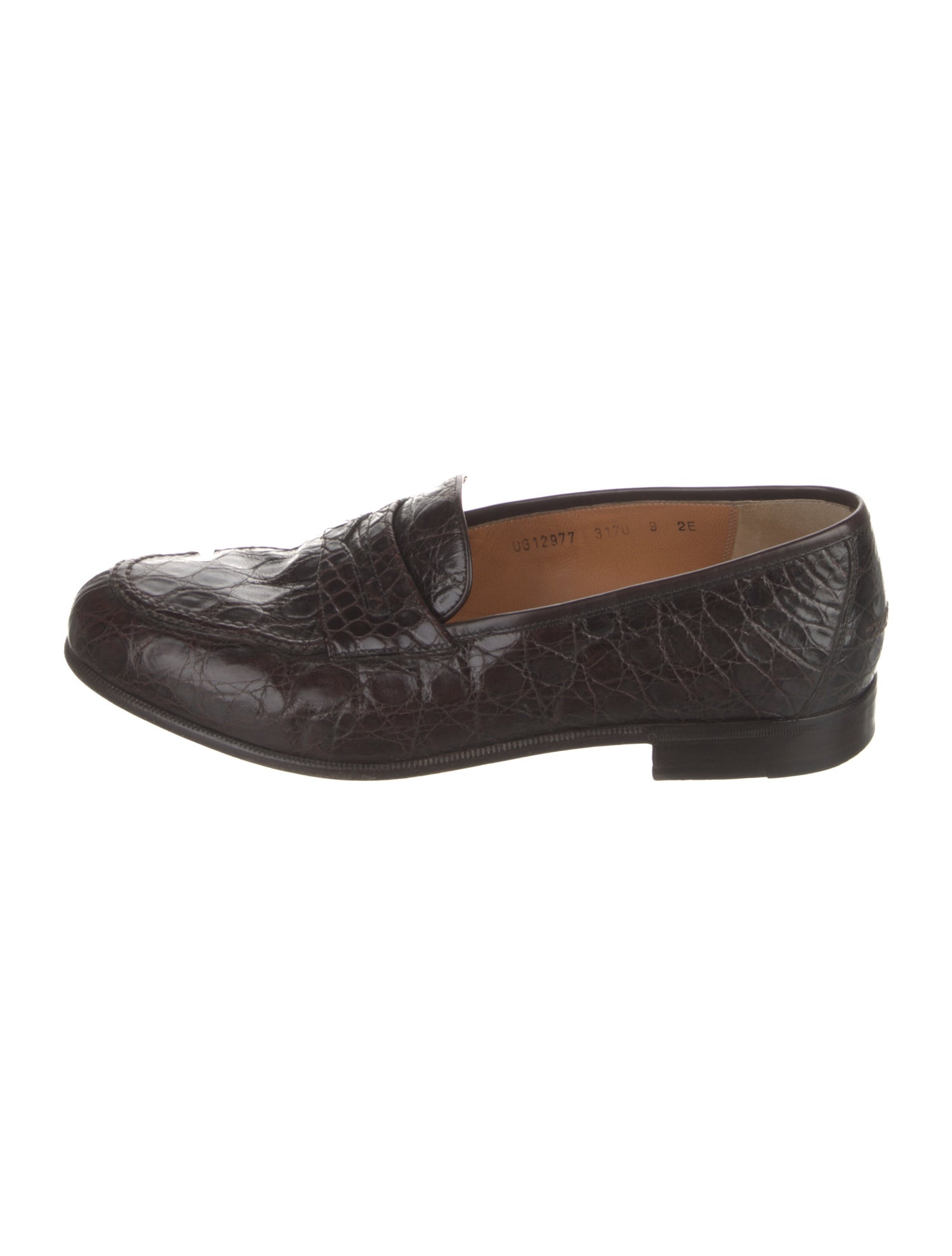 Salvatore Ferragamo Crocodile Loafers Brown Loafers, Shoes