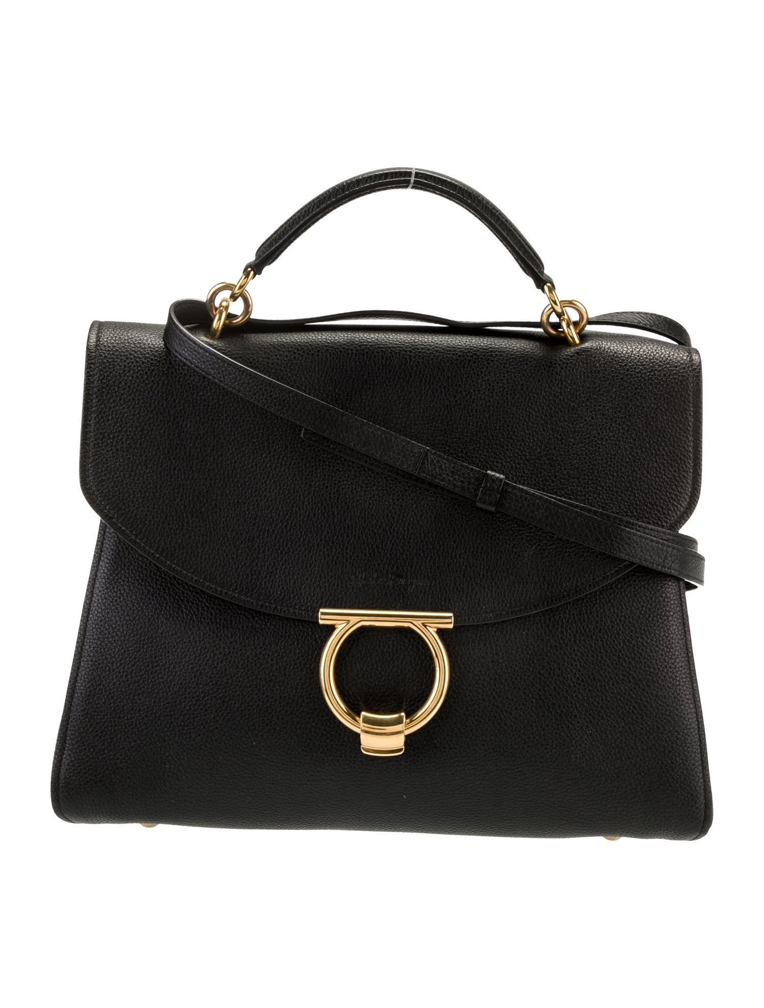 Salvatore Ferragamo Leather Top Handle Bag Black Handle Bags
