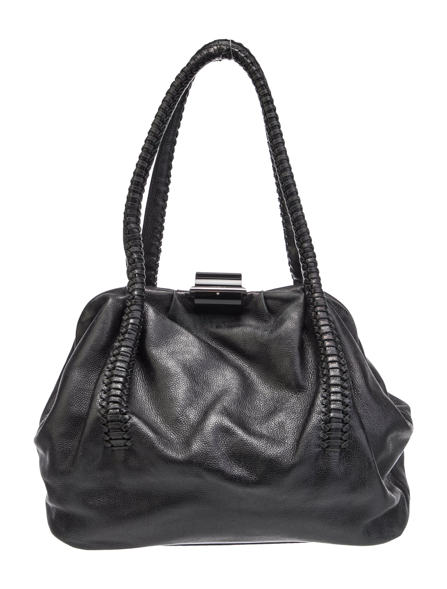 Salvatore Ferragamo Leather Shoulder Bag Black Shoulder Bags
