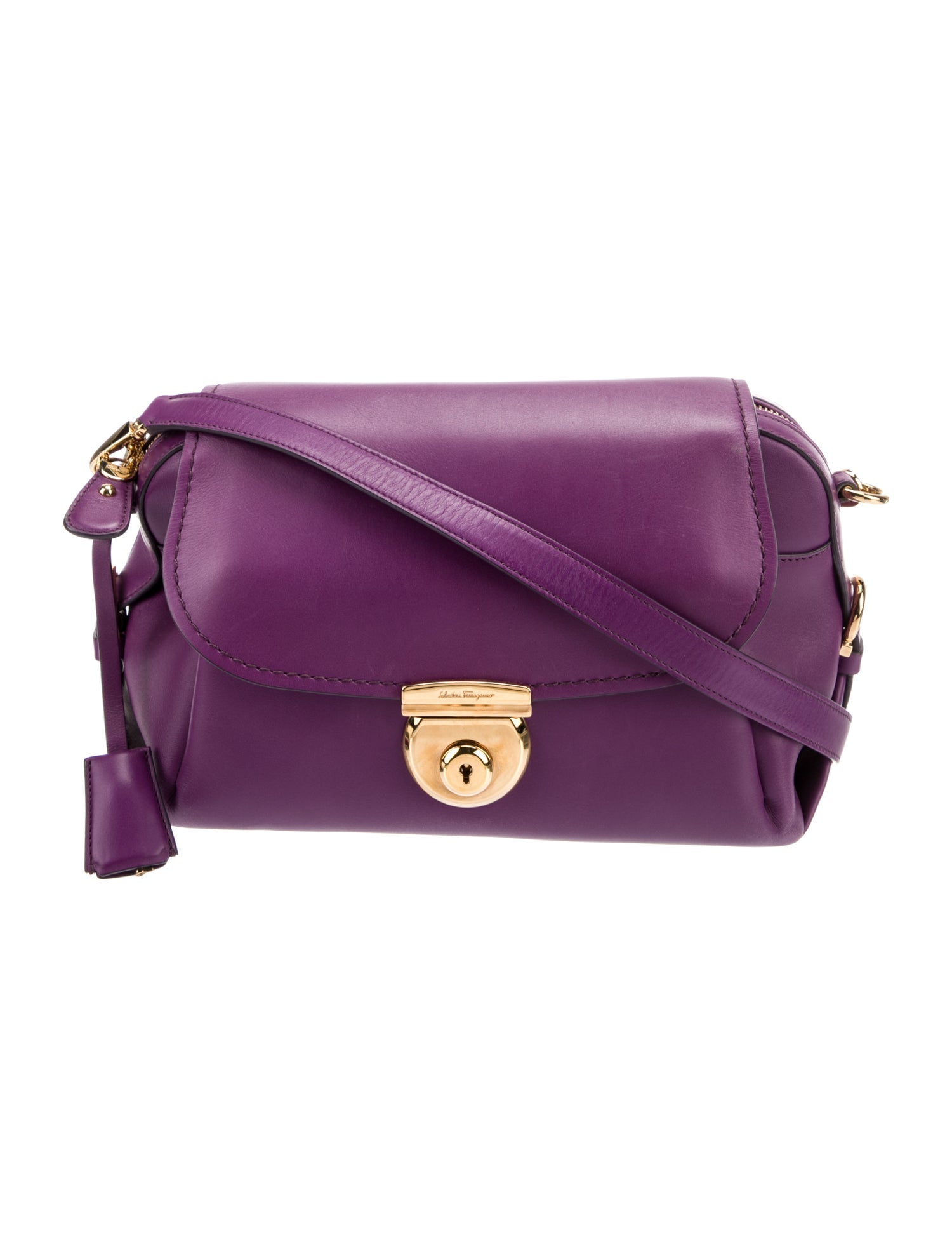 Salvatore Ferragamo Leather Crossbody Bag Purple Crossbody Bags
