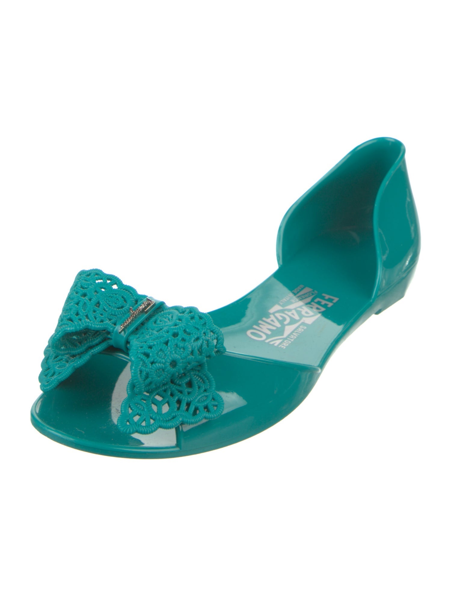 Salvatore Ferragamo PVC Bow Accents Slides