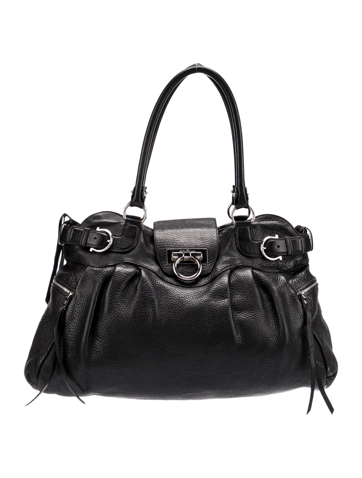 Salvatore Ferragamo Gancio Shoulder Bag Black Shoulder Bags, Handbags