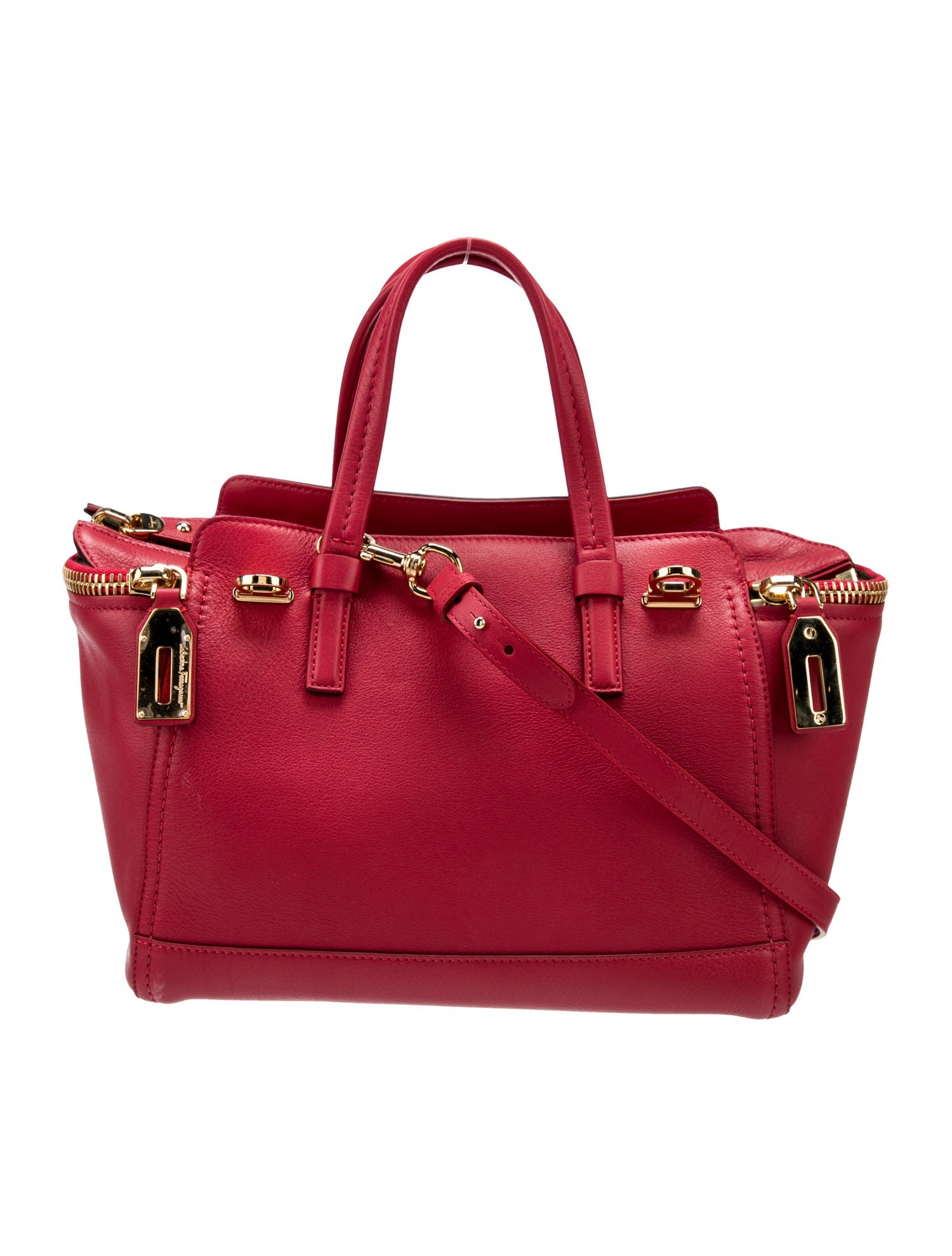 Salvatore Ferragamo Leather Top Handle Bag Red Handle Bags, Handbags