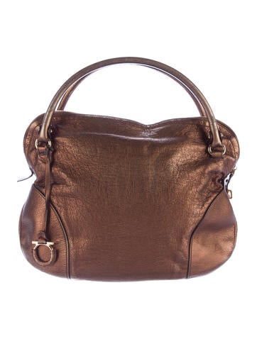 Salvatore Ferragamo Metallic Leather Handle Bag