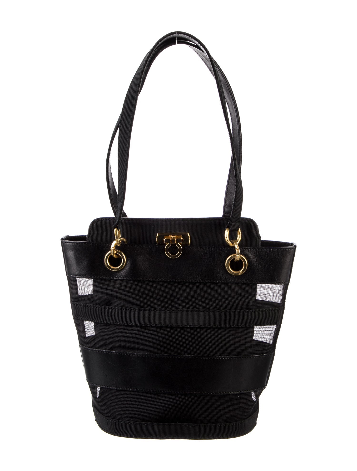 Salvatore Ferragamo Leather Bucket Bag - Black Bucket Bags