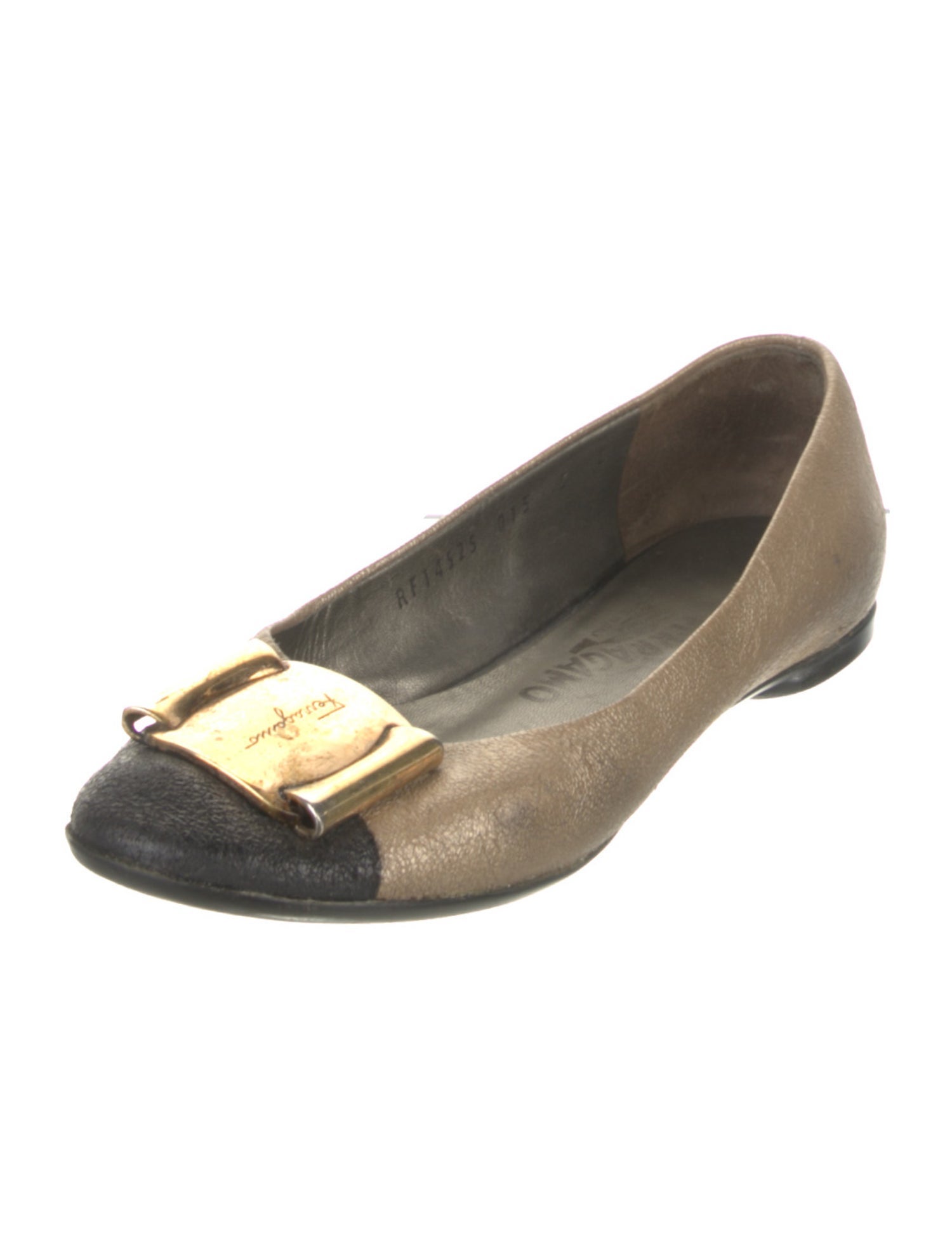 Salvatore Ferragamo Leather Colorblock Pattern Ballet Flats