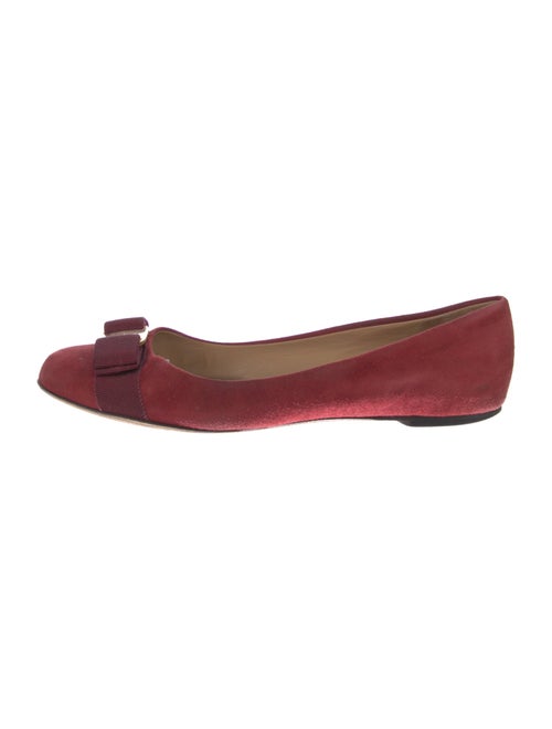 Salvatore Ferragamo Vara Bow Accent Suede Ballet Flats