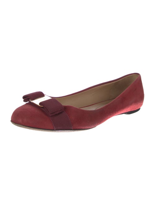 Salvatore Ferragamo Vara Bow Accent Suede Ballet Flats