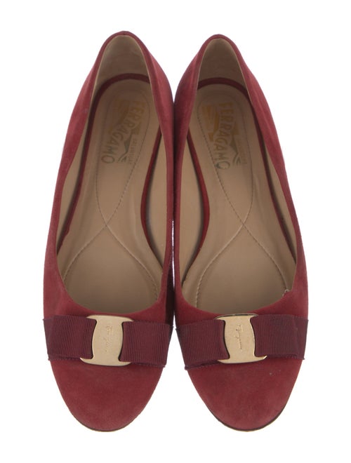 Salvatore Ferragamo Vara Bow Accent Suede Ballet Flats