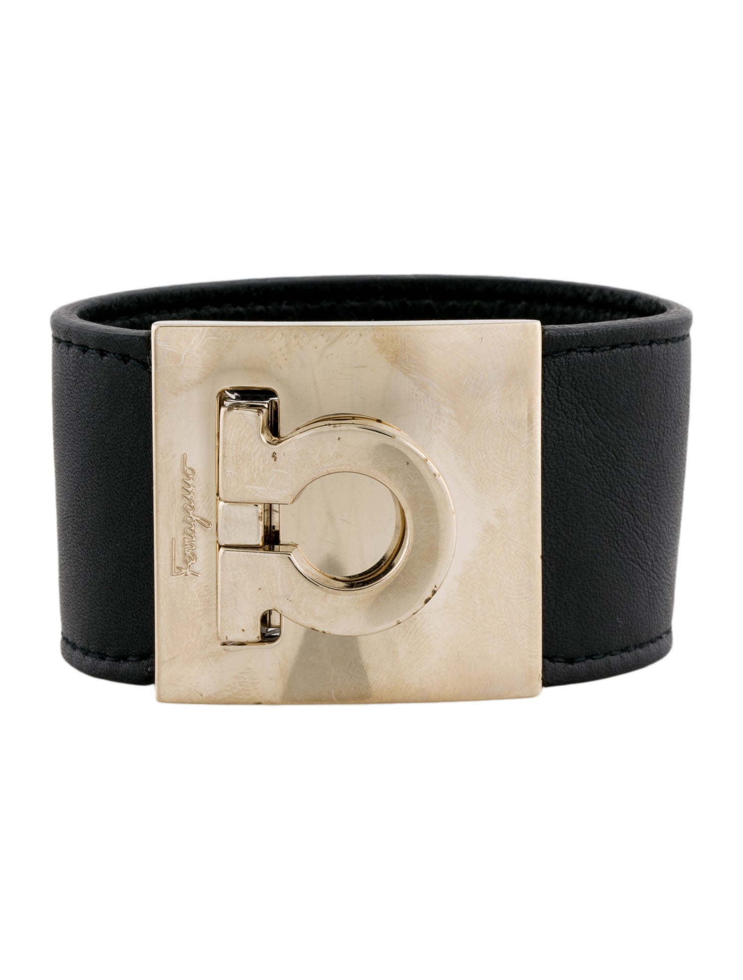 Salvatore Ferragamo Leather Wide Wrap Bracelet