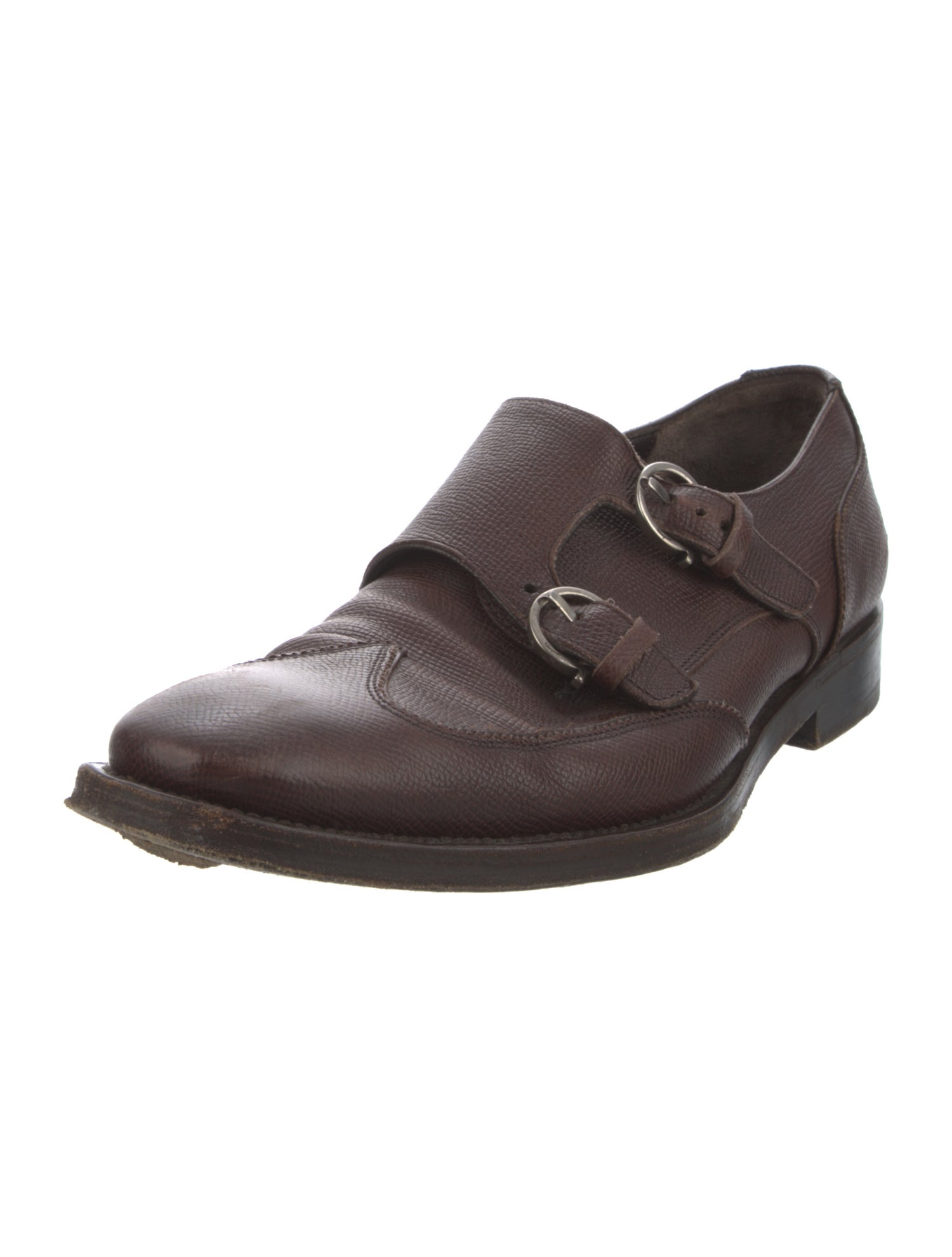 Salvatore Ferragamo Leather Monk Straps