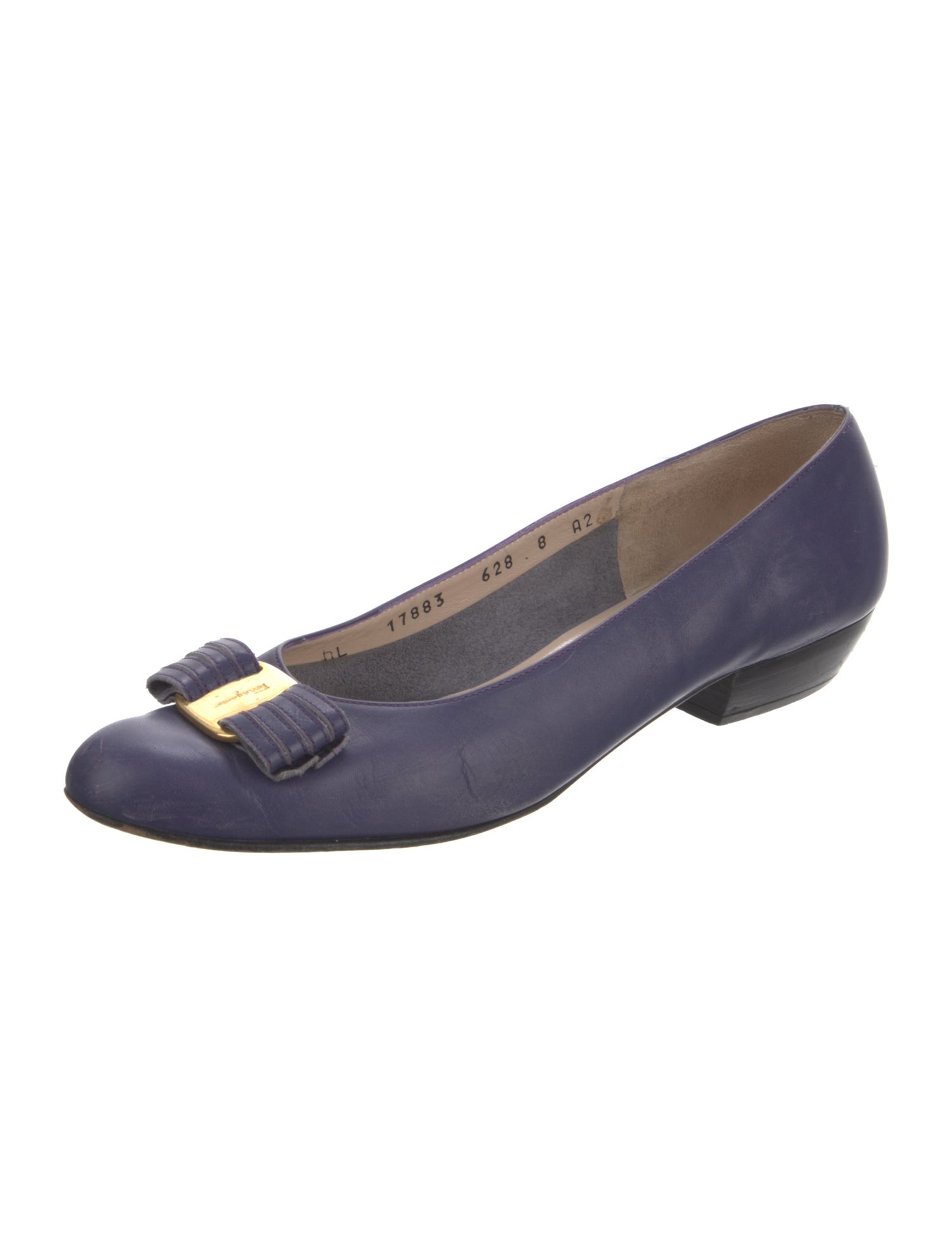 Salvatore Ferragamo Leather Bow Accents Flats