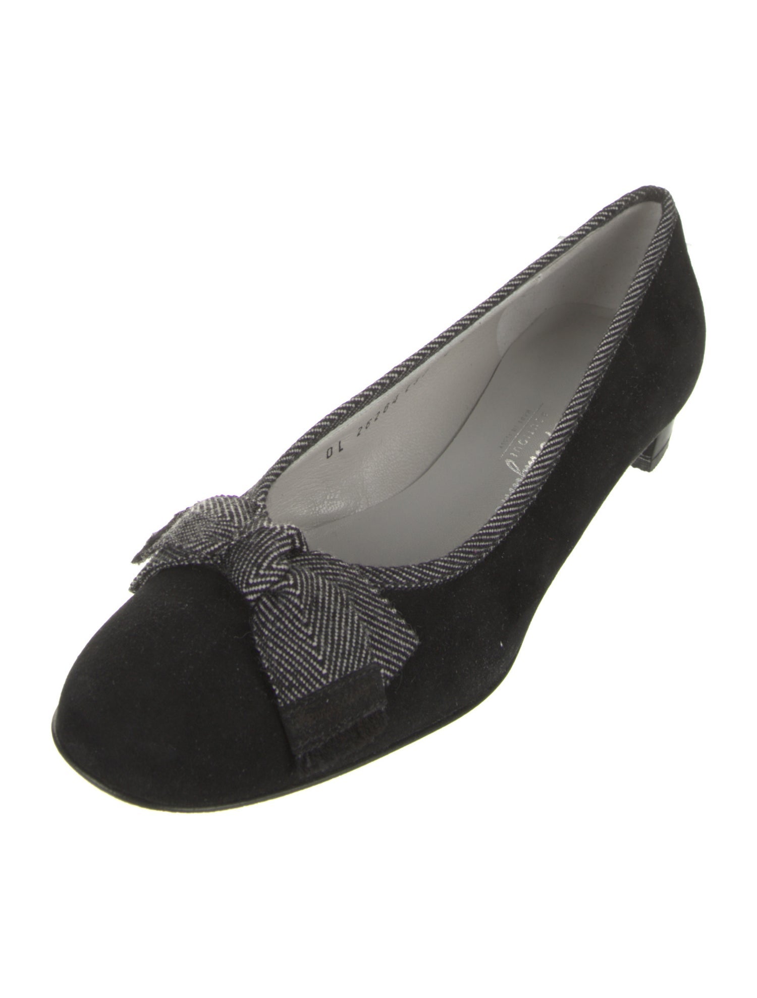 Salvatore Ferragamo Suede Bow Accents Ballet Flats