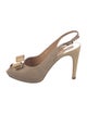 Salvatore Ferragamo Leather Bow Accents Slingback Pumps
