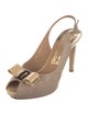 Salvatore Ferragamo Leather Bow Accents Slingback Pumps