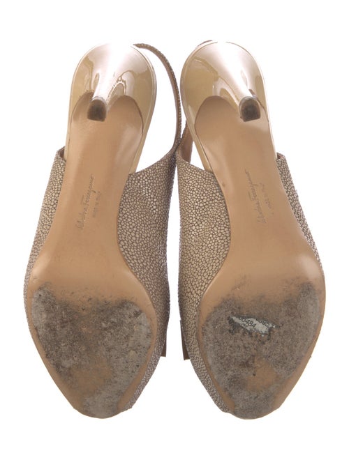 Salvatore Ferragamo Leather Bow Accents Slingback Pumps