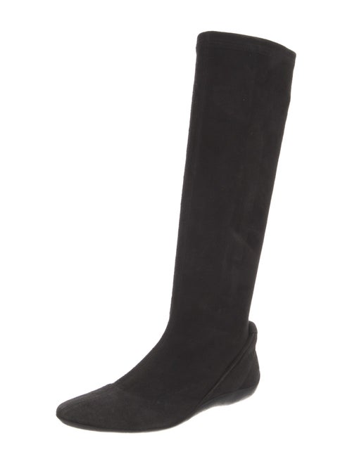 Salvatore Ferragamo Suede Grosgrain Trim Riding Boots