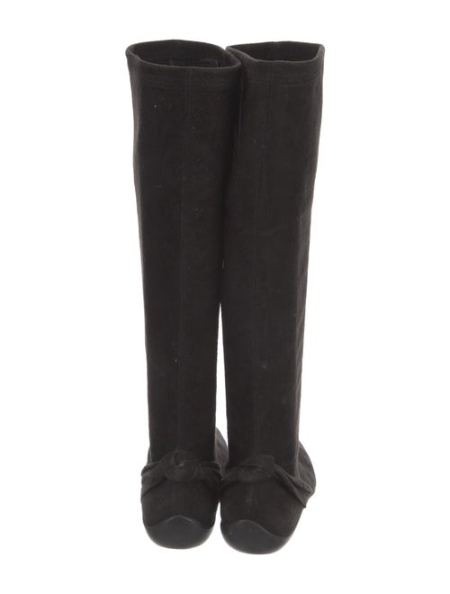 Salvatore Ferragamo Suede Grosgrain Trim Riding Boots