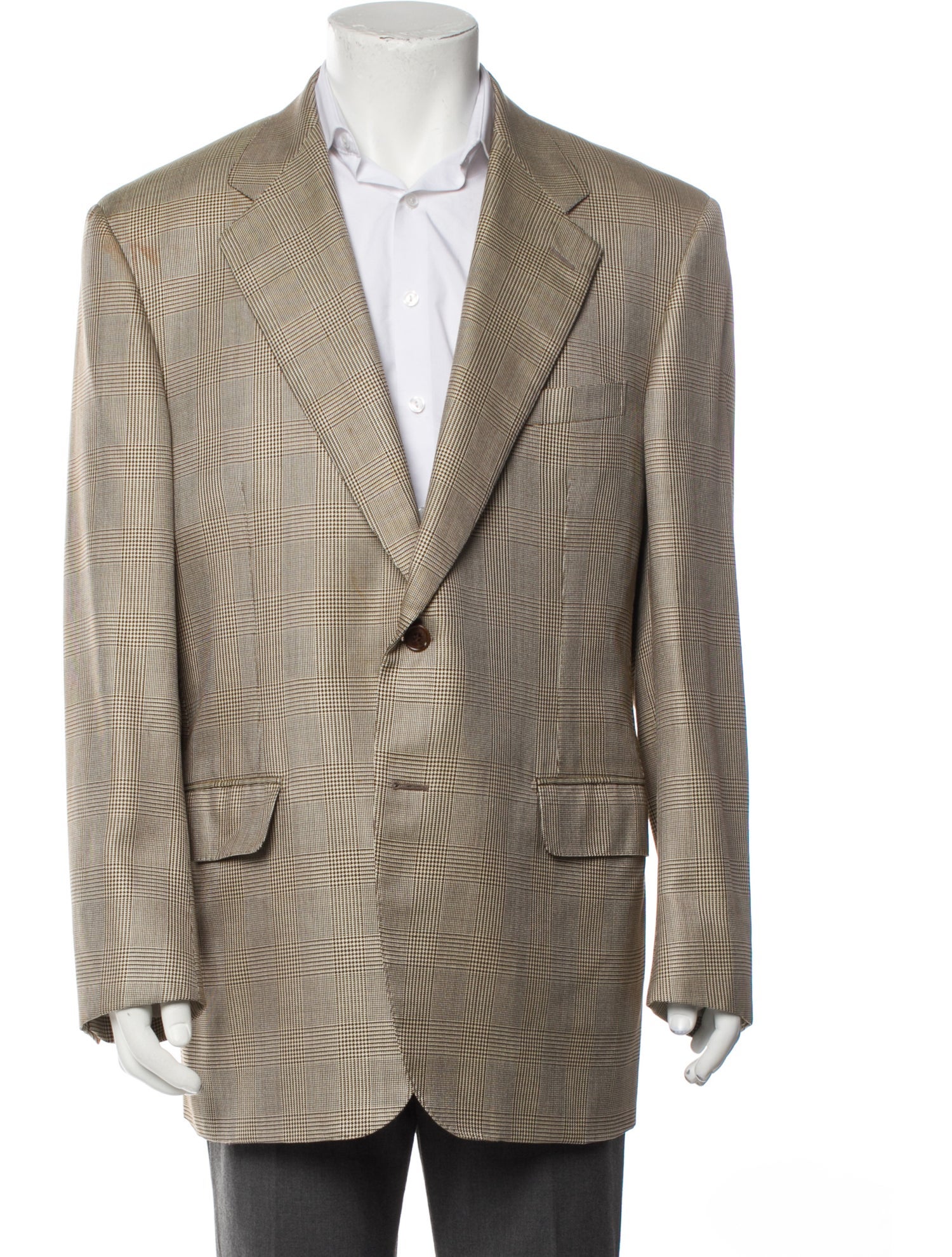 Salvatore Ferragamo Wool Plaid Print Blazer