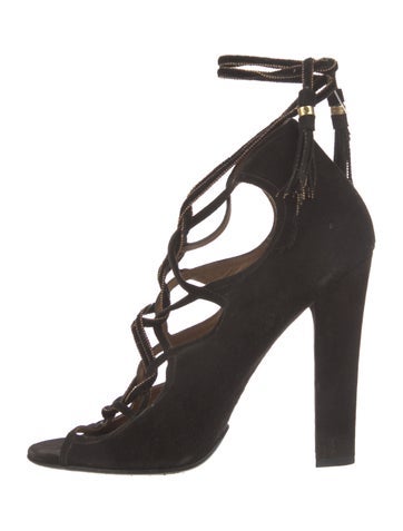 Salvatore Ferragamo Sandals Suede Tassel Accents Gladiator 10