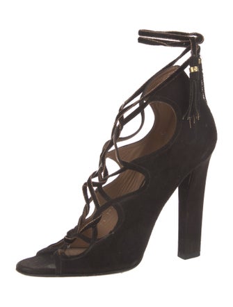 Salvatore Ferragamo Suede Tassel Accents Gladiator Sandals