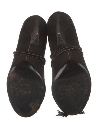 Salvatore Ferragamo Suede Tassel Accents Gladiator Sandals