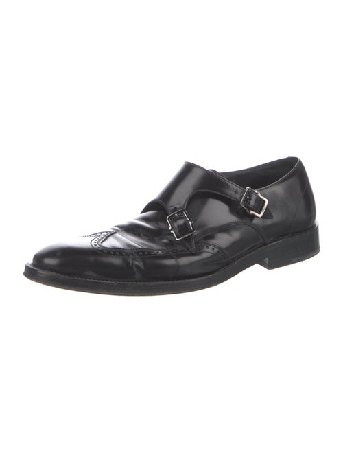Salvatore Ferragamo Leather Lasercut Accents Monk Straps