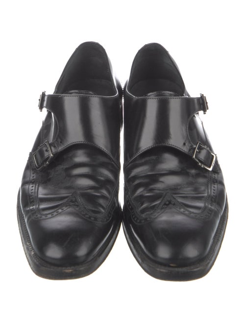 Salvatore Ferragamo Leather Lasercut Accents Monk Straps