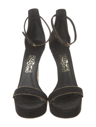 Salvatore Ferragamo Suede Glitter Accents Pumps