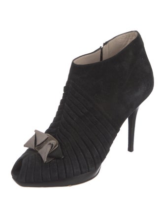 Salvatore Ferragamo Suede Grosgrain Trim Lace-Up Boots