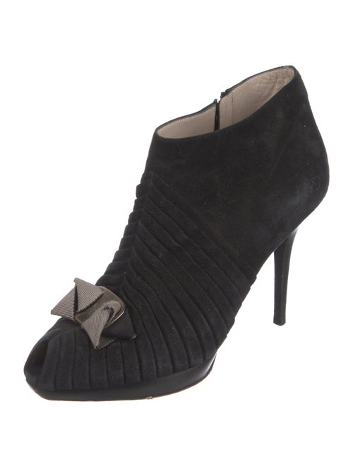 Salvatore Ferragamo Suede Grosgrain Trim Lace-Up Boots