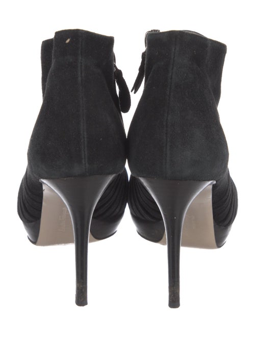 Salvatore Ferragamo Suede Grosgrain Trim Lace-Up Boots