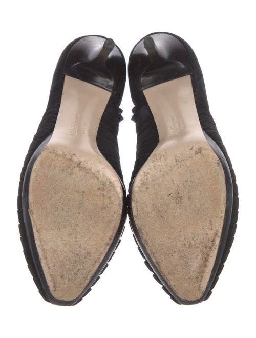 Salvatore Ferragamo Suede Grosgrain Trim Lace-Up Boots