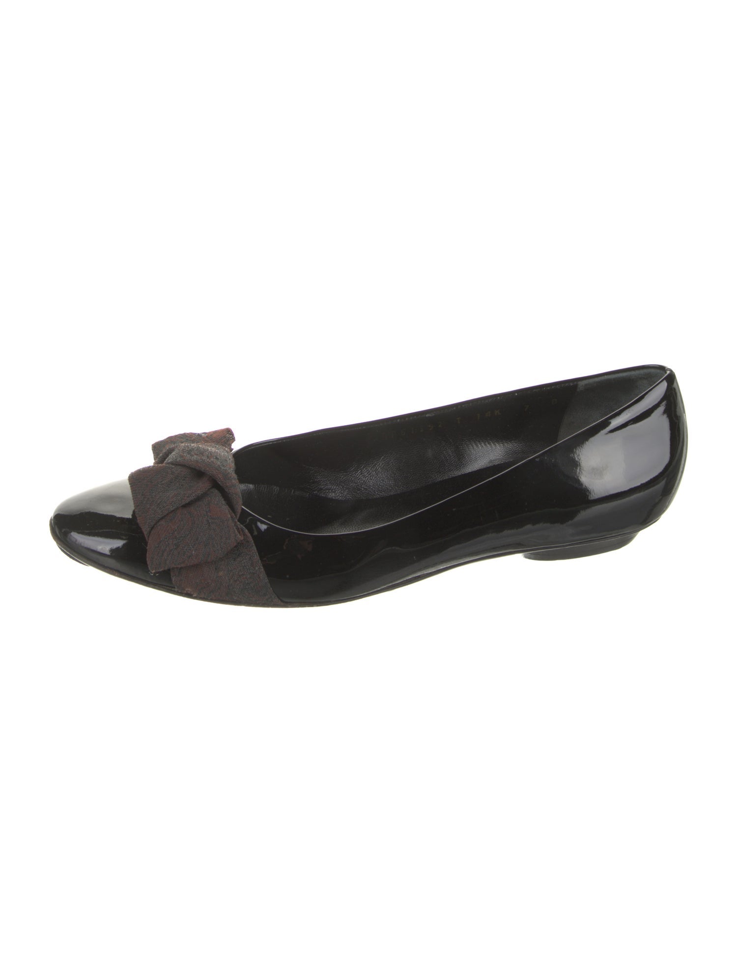 Salvatore Ferragamo Patent Leather Bow Accents Flats