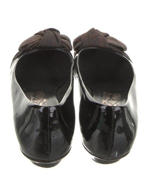 Salvatore Ferragamo Patent Leather Bow Accents Flats
