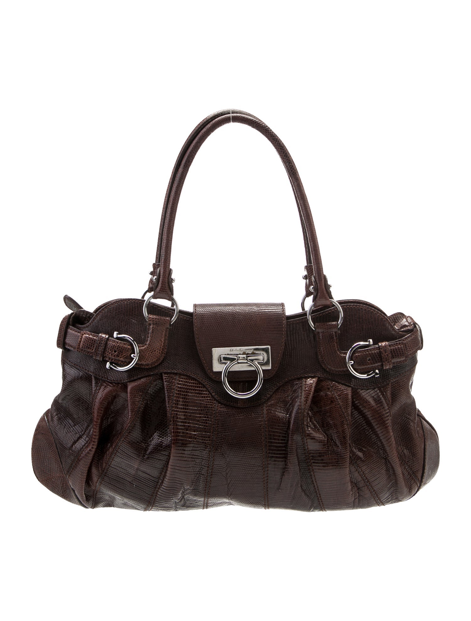 ★関税込み★ FERRAGAMO BROWN LEATHER TOP HANDLE BAG Salvatore Ferragamo Leather Top Handle Bag - Brown Handle