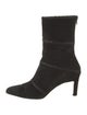 Salvatore Ferragamo Suede Whipstitch Trim Sock Boots