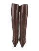Salvatore Ferragamo Patent Leather Chain-Link Accents Riding Boots