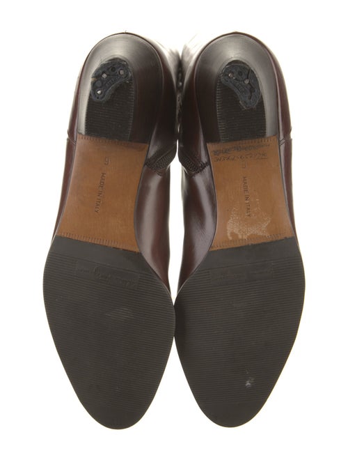 Salvatore Ferragamo Patent Leather Chain-Link Accents Riding Boots