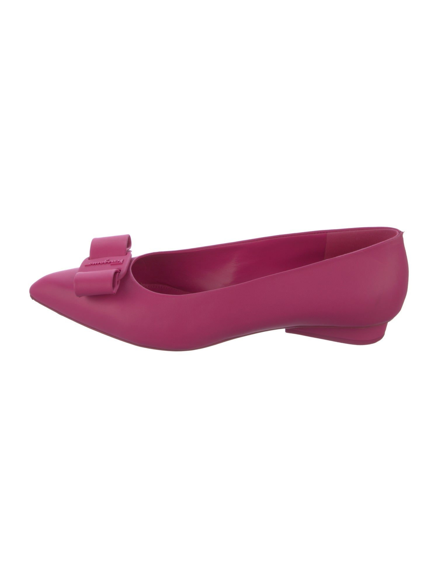 Salvatore Ferragamo Leather Bow Accents Flats