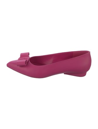 Salvatore Ferragamo Leather Bow Accents Flats