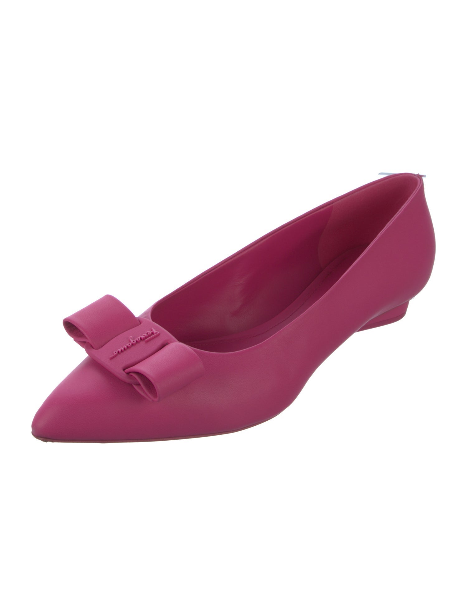 Salvatore Ferragamo Leather Bow Accents Flats