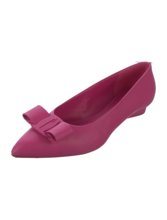 Salvatore Ferragamo Leather Bow Accents Flats