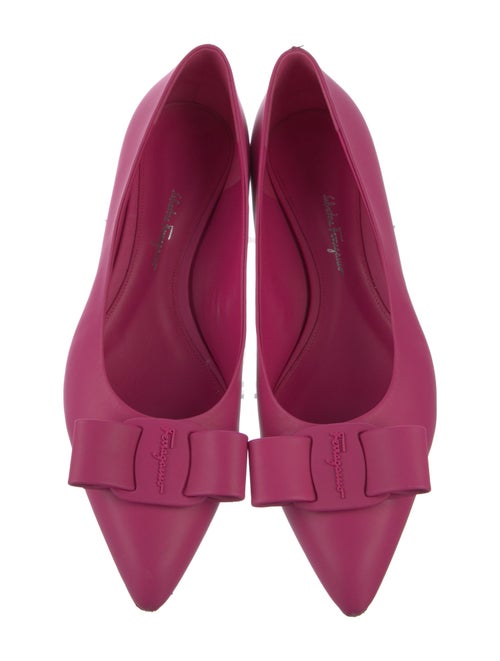 Salvatore Ferragamo Leather Bow Accents Flats