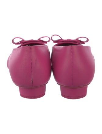 Salvatore Ferragamo Leather Bow Accents Flats