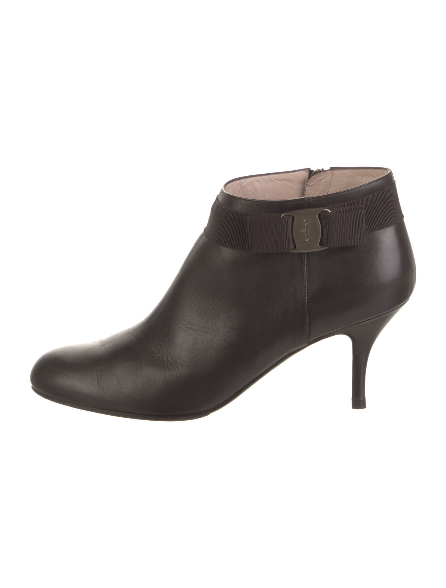 Salvatore Ferragamo Leather Bow Accents Chelsea Boots