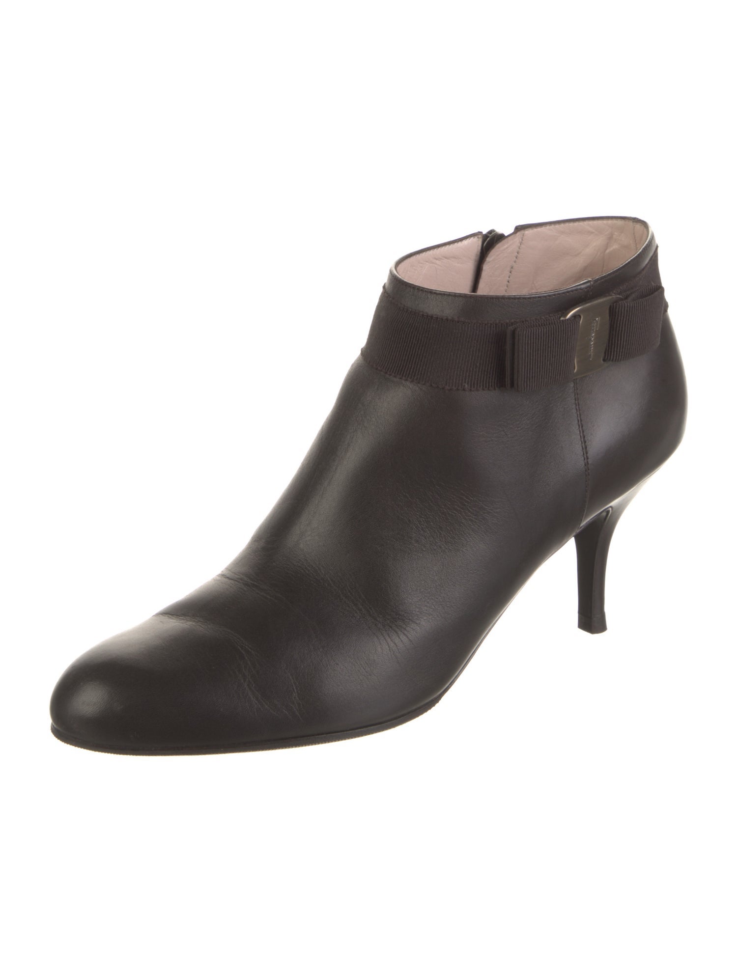 Salvatore Ferragamo Leather Bow Accents Chelsea Boots