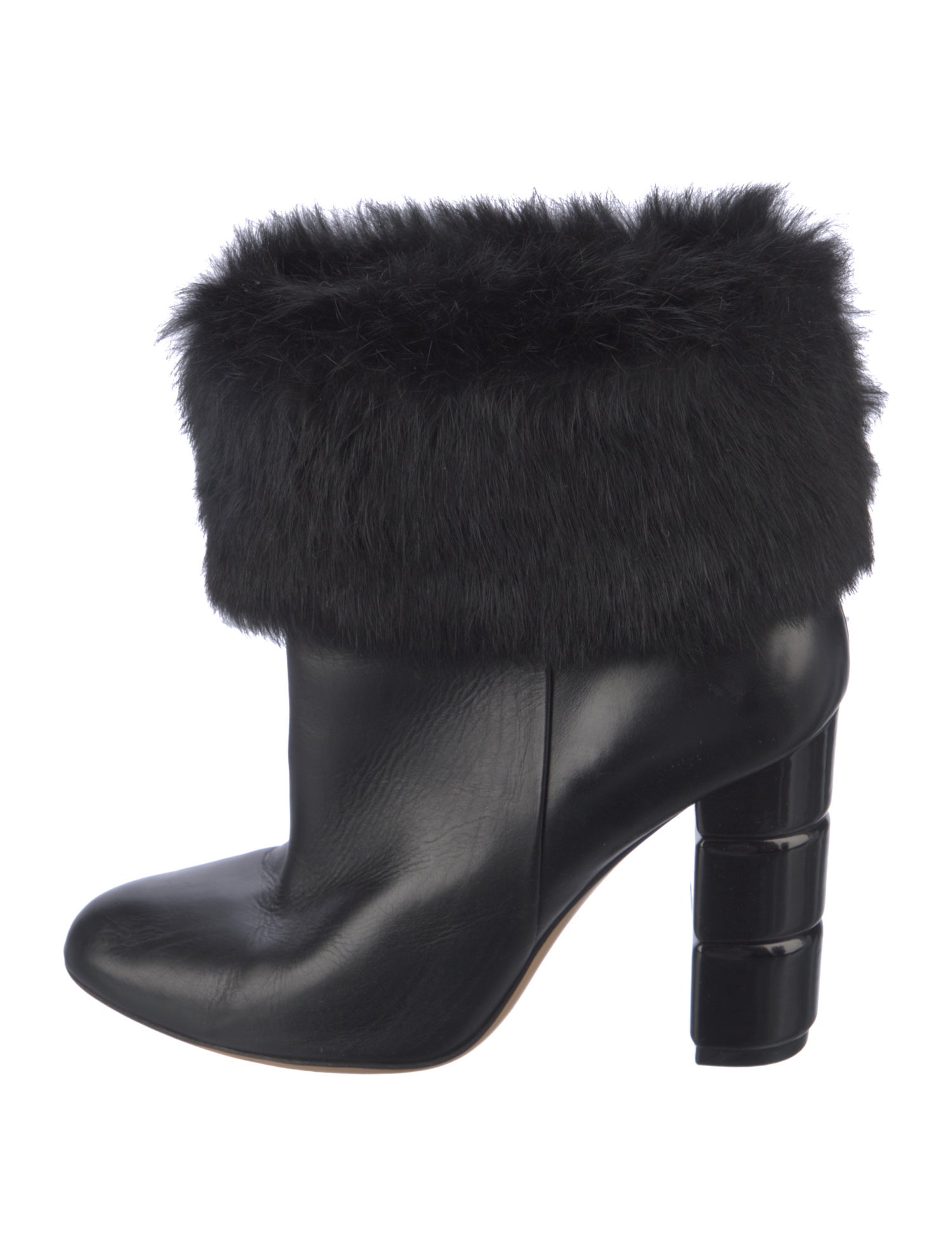 Salvatore Ferragamo Leather Fur Trim Boots