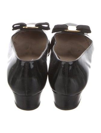 Salvatore Ferragamo Patent Leather Bow Accents Flats