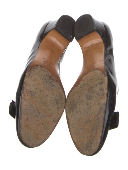 Salvatore Ferragamo Patent Leather Bow Accents Flats